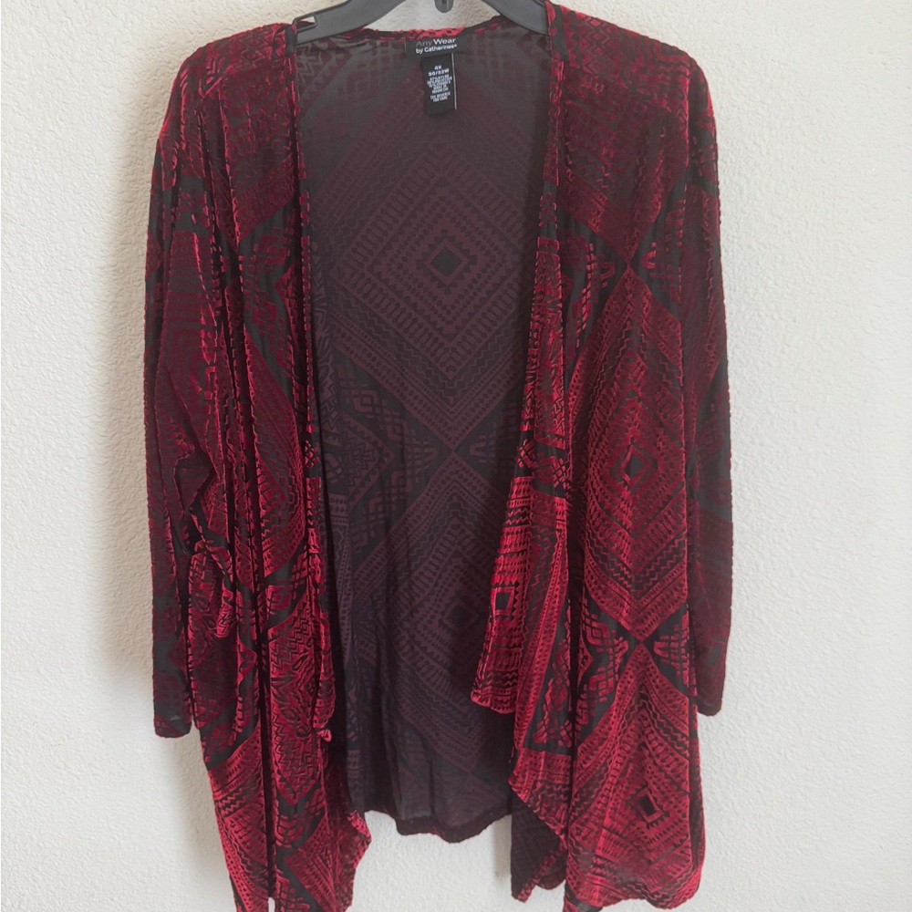 Catherines Red Velvet Cardigan Sweater
